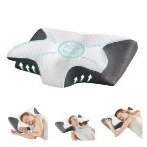 Ergonomic Wide Cervical Neck Memory Foam Pillow with Cooling Pillowcase